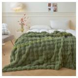 LIFEREVO Faux Rabbit Fur Throw 50x60 Sage