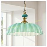 FTL Vintage Green Milk Glass Chandelier