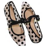 BEAUDRM Polka Dots Mesh Ballet Flats