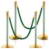 Landhoow 4 Pcs Stanchions with Bases & Ropes
