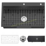 Black Kitchen Sink 33x19in Stainless Set