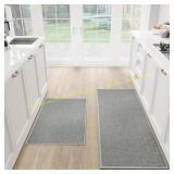 SUMLANS Kitchen Mats Set 2 Cushioned Rugs Grey