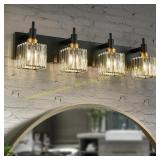 Gold Black Crystal 4-Light Bath Vanity