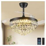 42" Chandelier Ceiling Fan with Lights, Black