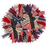 4th of July Red White Blue Wreath with Bow