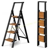 4 Step Ladder: Folding Stool 330lbs (Black)