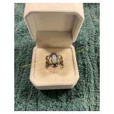 Size 6 Gold Art Deco Opal Ring
