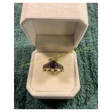 Size 6 Gold Art Deco Amethyst + Pearl Ring