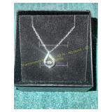 Silver Tear Drop Diamond Infinity Necklace