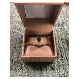 Zales Size 8 Sapphire + Diamond Accent Silver Ring