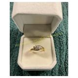 Ladies Size 7 Vintage Gold Diamond Engagement Ring