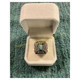 Size 10 Sterling Silver .925 Turquoise Native Ring
