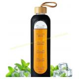 37oz Glass Water Bottle with Sleeve (Black)