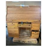 Solid Oak Roll Top Desk