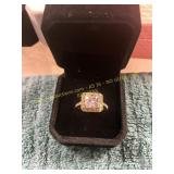Size 8 Gold Art Deco Diamond Engagement Ring