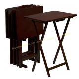2.2 ft. Brown Wood Folding TV Tray Tables