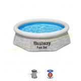 8 ft x 2 ft Round Inflatable Pool with Pump