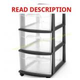 HOMZ 3-Drawer Cart Organizer, Black/Clear