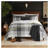 Mainstays Full/Queen Comforter Set, Grey Plaid