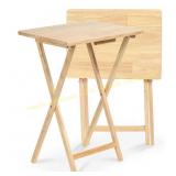 2.2 ft. Brown Wood Folding TV Tray Tables
