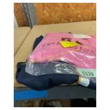 Pink L ruffle T & L blue sweater