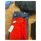 Mid Rise Jeans and M red top
