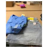 L blue shirt and Sz 12 denim shorts