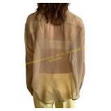 Women Sheer Button-Up Blouse Mesh Shirt long