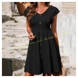 Women s Midi Dress V-Neck Buttoned