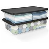 HOMZ 2-Pc Snaplock 41 qt Clear Storage Bins damage