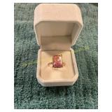 Size 8 Rose Gold Pink Sapphire/Diamond Accent Ring