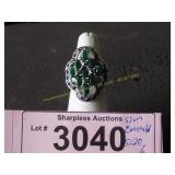 Simulated emerald  and sapphire ring size 10 1/2