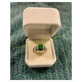 Size 8 2ct Emerald + Diamond Wedding Ring