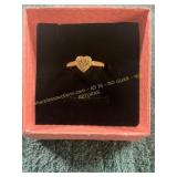 Size 10 Vin. Gold + Diamond Heart Shaped Ring