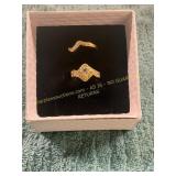 Size 8 Vin. Gold + Diamond Engagement Set