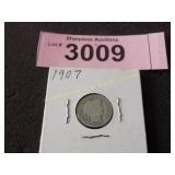 1907 barber silver dime