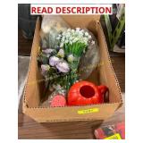 Strawberry Watering can & Assorted faux flowers