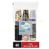 Great Value 12 oz Cups with Lids, 40 Count