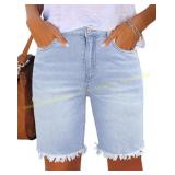 Utyful Women Frayed Bermuda Denim Shorts Sz L