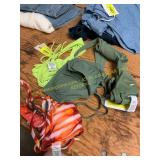 XS bottoms & M green, red and olive tops