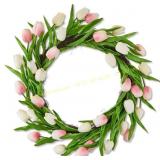 18-Inch Tulip Wreath, white flower decoration