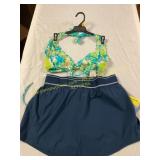Blue Skort Sz M & Bikini top Sz L