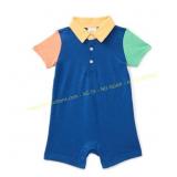 Wonder Nation Baby Boys Polo Romper, 0/3M-24M