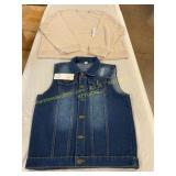 Dark wash Jean vest Sz XL & Tan Crewneck Sz XL