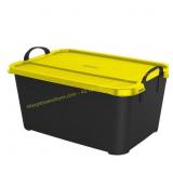 55 Qt Stackable Organizer, Black/Yellow 6ct