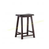 Saddle Dark Brown Wood Backless Counter Stool 2ct