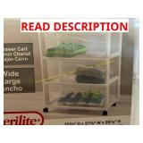Sterilite Wide 3 Drawer Storage Cart, White