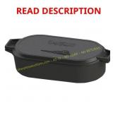 6 Quart Cast Iron Oval Fryer with Lid (Black)