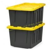 HOMZ Durabilt 27-Gallon Tote, Black/Yellow (2)