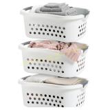 IRIS Large Plastic Laundry Basket 3-Pack White
